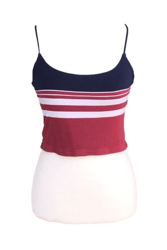 PacSun Basics Red/White/Blue Striped Ribbed Spaghetti Strap Crop Tank ...