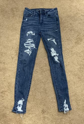 American Eagle Size 4 Long Super High Rise Distressed Jegging 