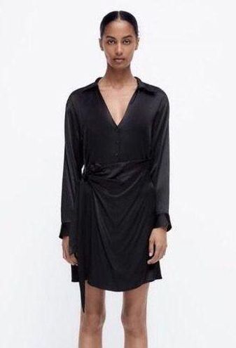 ZARA NWT Black Satin Effects Wrap dress Size M - $50 (37% Off Retail) -  From Melodie