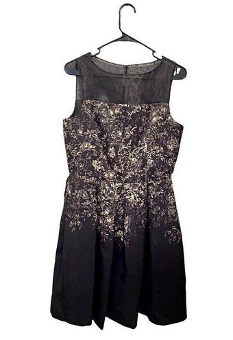 Just Taylor Taylor black & yellow floral cocktail party dress Size 6 ...