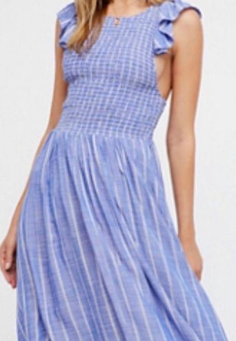 chambray butterflies midi dress