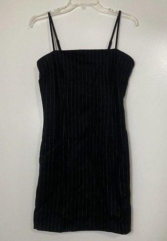Forever 21 NWT  black pinstripe bodycon mini knit tank dress size Medium