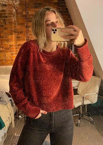 TJ Maxx Cropped Red Velvet Sweater