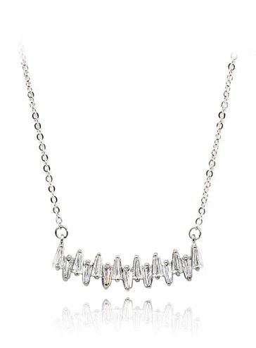 Ocean Fashion Silver curve crystal silver necklace