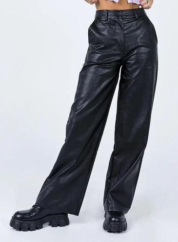 Princess Polly Wide Leg Leather Pants Black Size 2 - $60 New With Tags ...