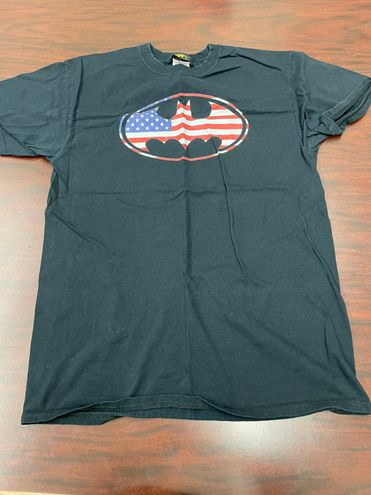 Batman American Flag Logo Black Short Sleeve Tee Shirt Size M - $10 ...