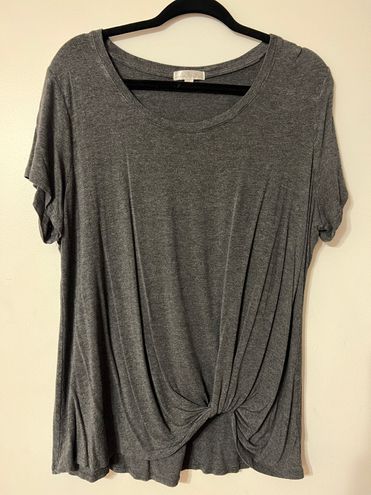 Nine Britton Levie Knot Front Knit Tee Gray Size XXL - $10 (70% Off ...