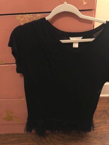 H&M black Feather Tee