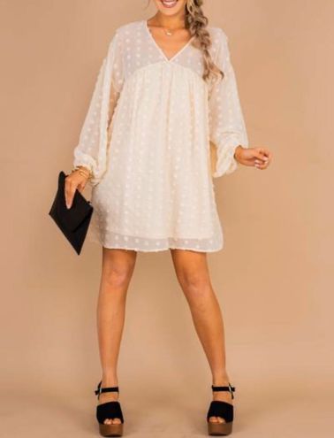 Mint Julep Can’t Take My Eyes Off You-Natural White Babydoll Dress