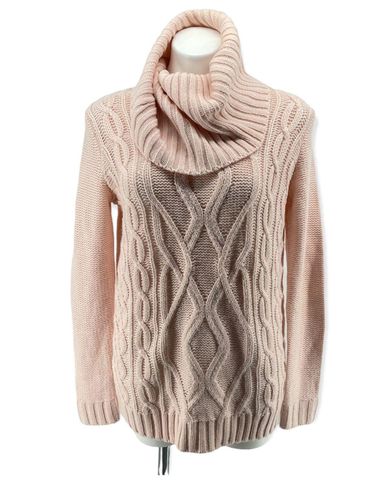 Forever 21 Blush Pink Cowlneck Chunky Cable Knit Tunic Women’s Sweater ...