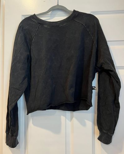 Joy Lab Black Acid Wash Cropped Sweatshirt 
