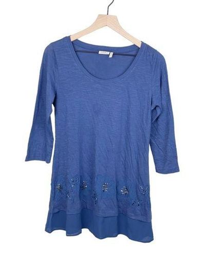 LOGO By Lori Goldstein LOGO Lori Goldstein Slub Knit Embellished Top ...