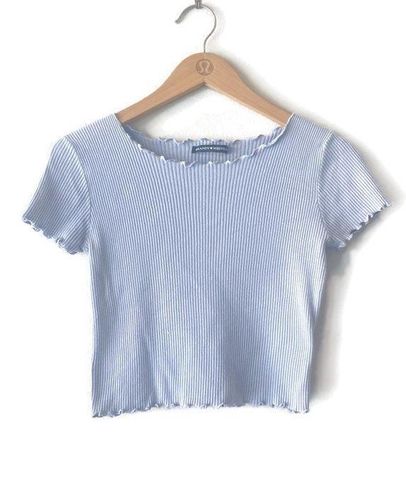 Brandy Melville Light Blue Lettuce Hem Ribbed Crop Top 18 48 Off Retail From Ceci