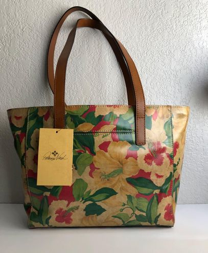 Patricia Nash 🆕💎Floral Yellow Green Italian Medium Leather Totebag ...