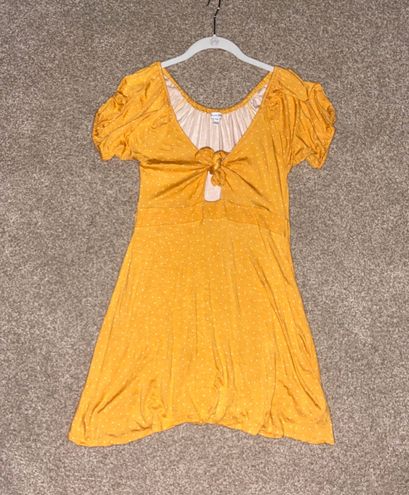 Nordstrom Yellow Dress With White Polka Dots