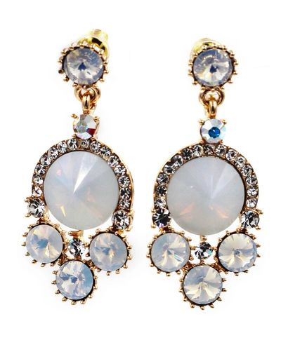 Lovely white crystal golden rim earrings