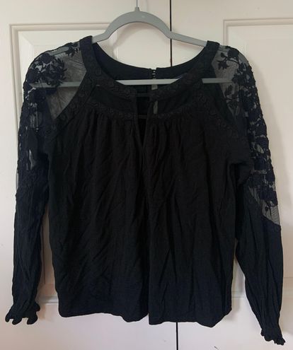 American Eagle Outfitters Black Lace Shirt