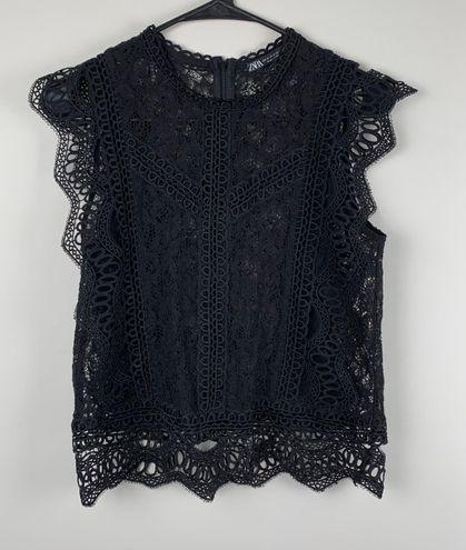 ZARA Black Lace Top Size M - $24 - From Patty