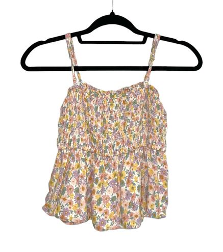 American Eagle Multicolor Ditsy Floral Print Smock Strapless Cropped ...