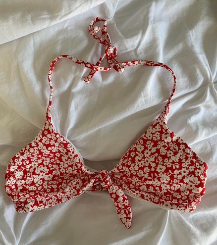 red Flower Bikini Top