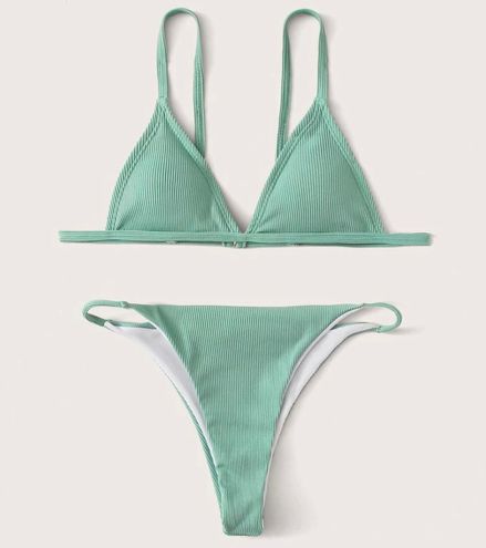 SheIn NEW Ribbed Green Bikini Set