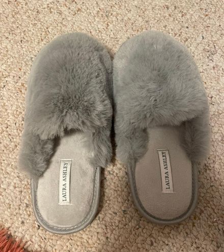 Laura Ashley Gray Fuzzy Slippers Size 7.5 - $20 - From jordan