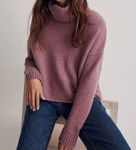 Madewell Women’s Sadler Turtleneck Sweater Merino Wool Mauve Pink ...