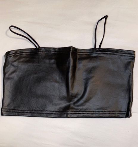 Zaful Black faux Leather Crop Top