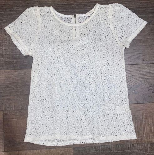 Everly White Eyelet/Lace Top Small - $14 - From Mary