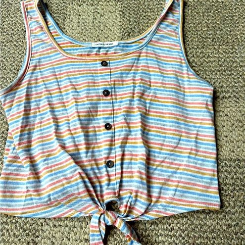 Caution to the Wind Women’s striped tank top w tie at bottom Size M ...