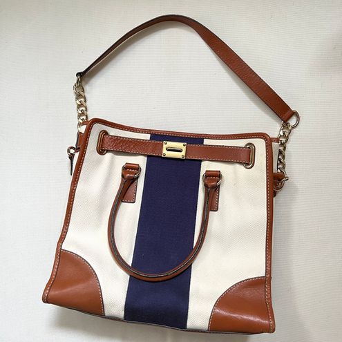 Michael Kors Cream Navy Hamilton Mono Stripe Tote Bag Tan - $61 (81% ...