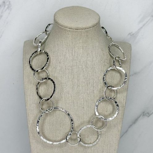 Chico's Silver Tone Chunky Textured Toggle Necklace - $19 - From Accessory