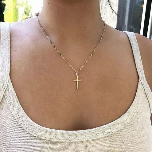 Handmade Gold Plated Cross Necklace 