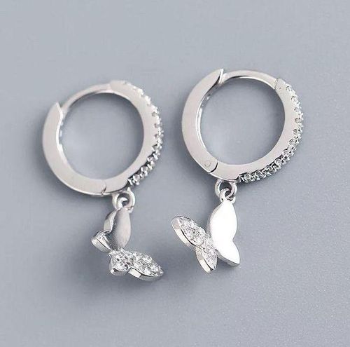 Boutique Silver Butterfly Drop Earrings