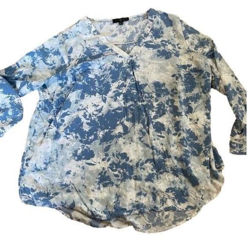 Fred David  women’s blue and white blouse 2X