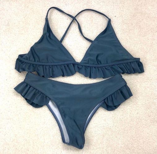 Grey Ruffle bikini Set