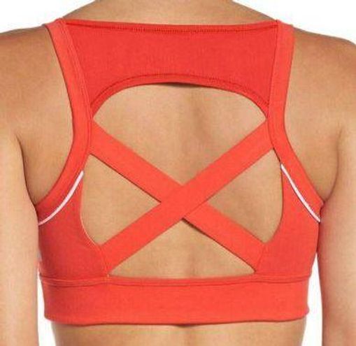 Zella Red Cross Back Sports Bra with White Piping