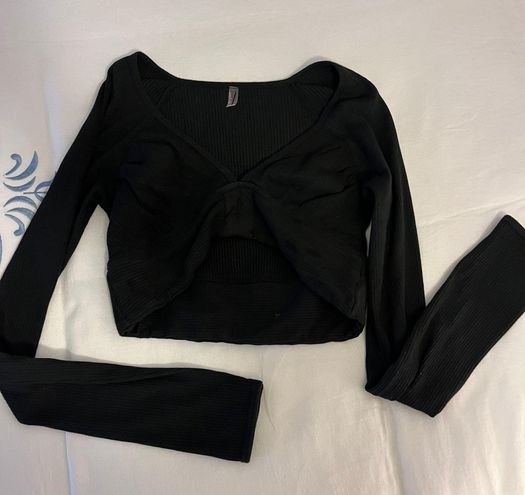 Free People Movement Logo Crop Top Long Sleeve Black - $28 (58% Off ...