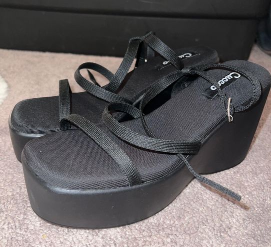 SheIn Black Platform Wedge Sandals Size 8 - $14 New With Tags - From Emily