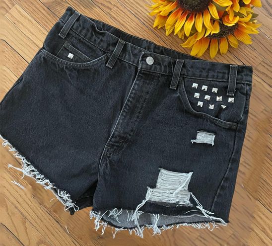 Levi’s vintage distressed studded jean shorts