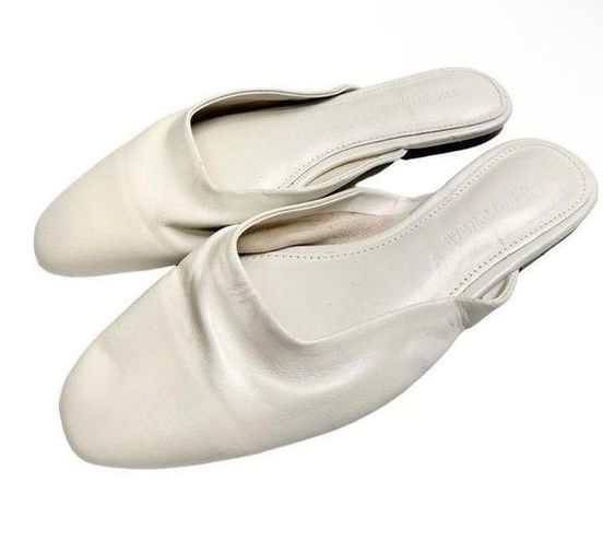 Who What Wear  Mules Womens Size 7 Ivory Slip On Casual Soft Faux Leather Shoes