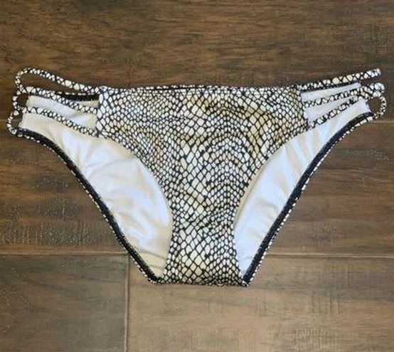 Victoria's Secret VS Swimsuit Strappy Bikini Bottom Snakeskin Ivory Black  NWOT S - $20 - From ShopMyWorld