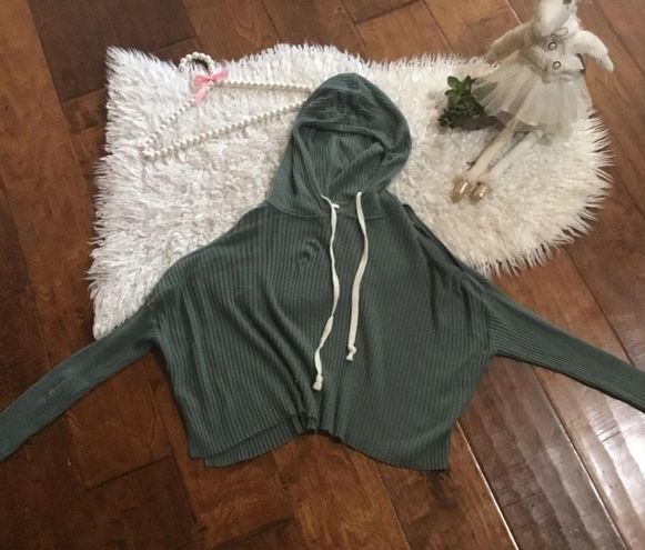 Forever 21 Green Hoodie with exposed Shoulders