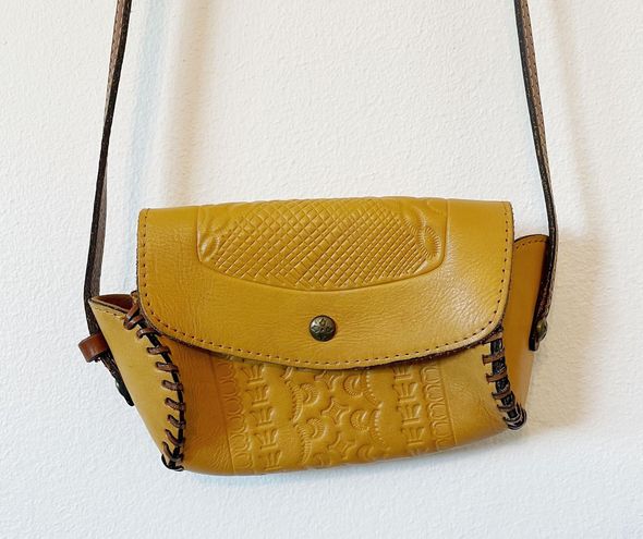 Patricia Nash Yellow Italian Leather Small Crossbody Bag