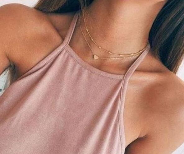 Gold Simple Heart Choker Necklace