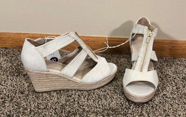 A New Day NWT  Cream Open Toe Wedge
