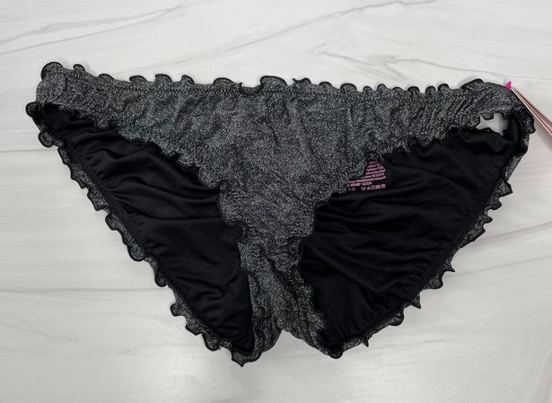 Victorias Secret Swim Ruffle Cheeky Bikini Bottom Black And Silver Sparkle M Size M 18 28 9620