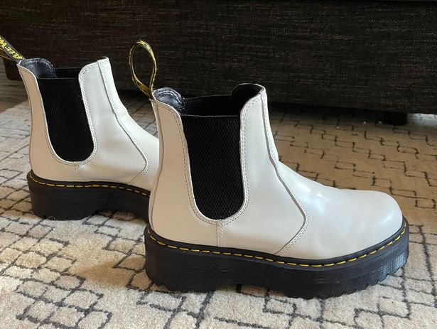 Dr. Martens White Platform Chelsea Boots