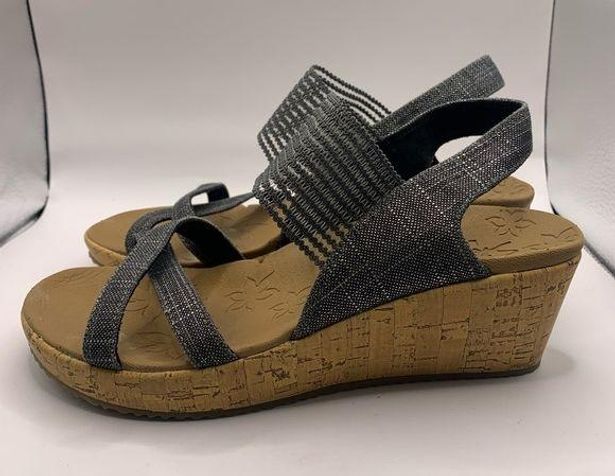 Skechers  Luxe Foam Summer Wedge Sandals Women’s Size 9.5 Blue 2.5 in heel