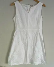 Gap White Eyelet Notch Neck Shift Dress Sleeveless Mini Marcy Preppy Graduation